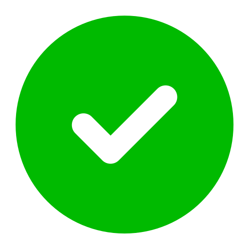 Green circle with a white check mark on a white background